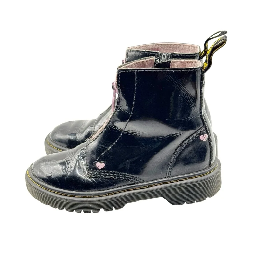 Dr Martens JUNIOR HEART Nappa Patent Leather Pull-on Boots Size 13